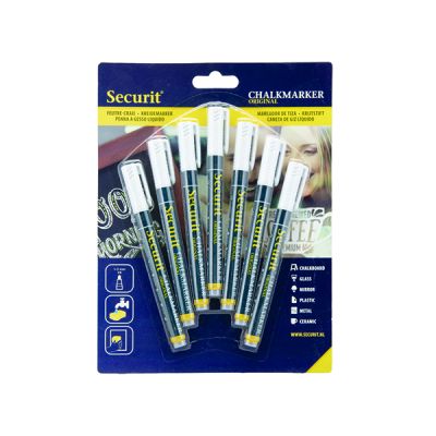 SECURIT LIQUID CHALK MKR WHITE PK7