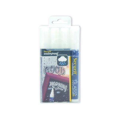 SECURIT WATERPROOF CHALK MKR WHT PK4