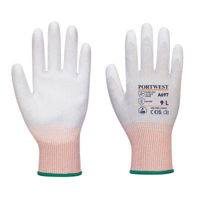 A697 LR13 ESD PU Palm Glove (Pk12) Grey/White M 