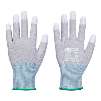 A698 MR13 ESD PU Fingertip Glove (Pk12) Grey/White L 