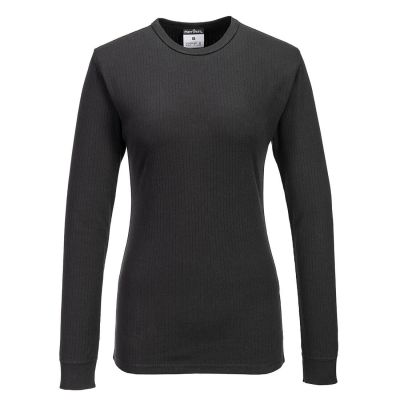 B126 Women's Thermal T-Shirt Long Sleeve Black L Regular