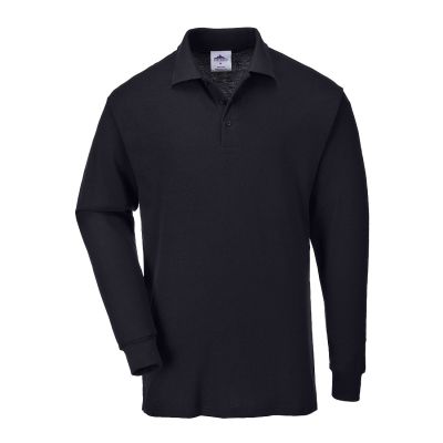 B212 Genoa Long Sleeved Polo Shirt Black S Regular