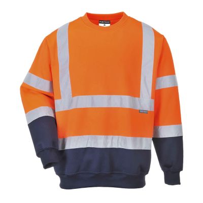 B306 Hi-Vis Contrast Sweatshirt Orange/Navy S Regular