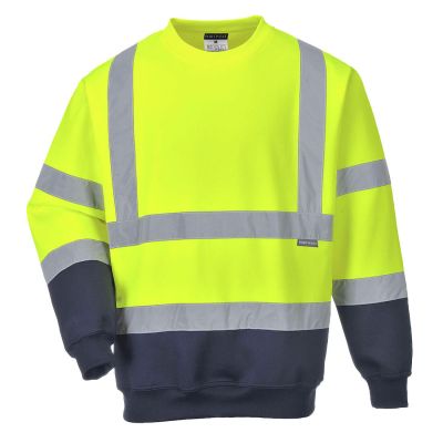 B306 Hi-Vis Contrast Sweatshirt Yellow/Navy M Regular