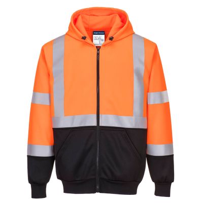 B315 Hi-Vis Contrast Zipped Hoodie Orange/Black 4XL Regular