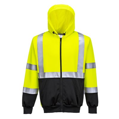 B315 Hi-Vis Contrast Zipped Hoodie Yellow/Black M Regular