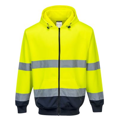 B317 Hi-Vis Contrast Zipped Hoodie Yellow/Navy S Regular