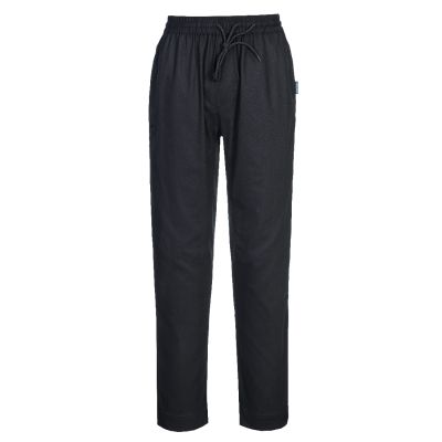 C076 Cotton Mesh Air Chef Trousers Black L 