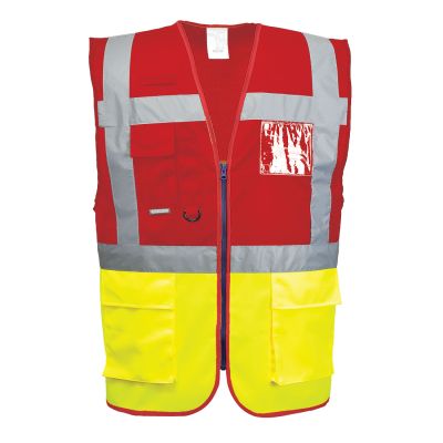 C276 Paris Hi-Vis Contrast Executive Vest  Yellow/Red M Regular