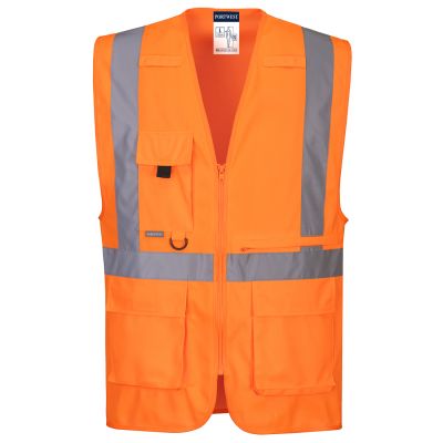 C357 Hi-Vis Tablet Pocket Executive Vest  Orange M Regular