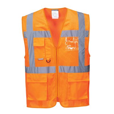 C376 Athens Hi-Vis Mesh Executive Vest  Orange L Regular