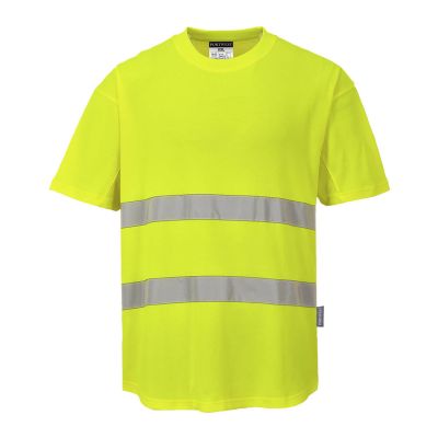 C394 Hi-Vis Cotton Comfort Mesh Insert T-Shirt S/S  Yellow L Regular