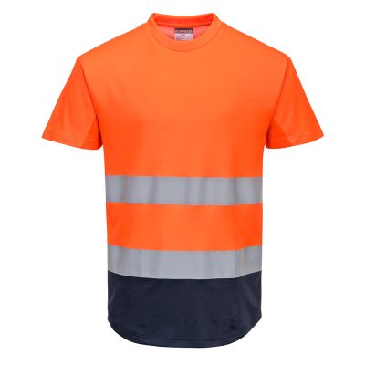 C395 Hi-Vis Contrast Mesh Insert T-Shirt S/S  Orange/Navy M Regular