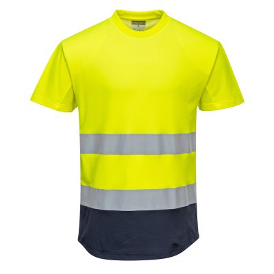 C395 Hi-Vis Contrast Mesh Insert T-Shirt S/S  Yellow/Navy S Regular