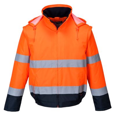 C464 Hi-Vis 2-in-1 Contrast Essential Lite Bomber Jacket  Orange/Navy L Regular