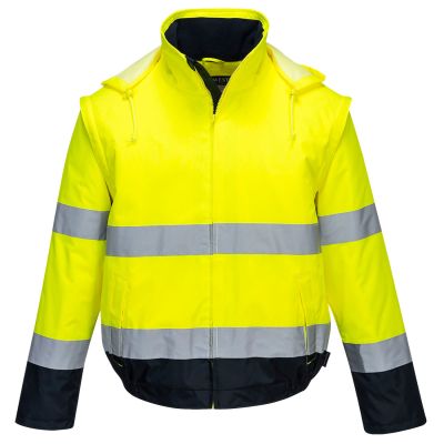 C464 Hi-Vis 2-in-1 Contrast Essential Lite Bomber Jacket  Yellow/Navy L Regular