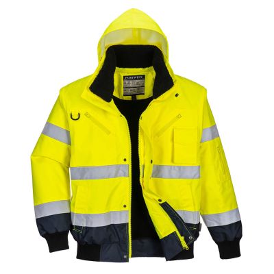 C465 Hi-Vis 3-in-1 Contrast Bomber Jacket  Yellow/Navy 6XL Regular