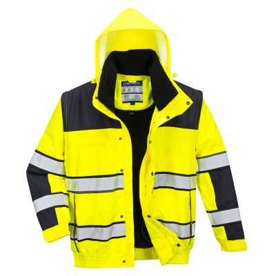 C466 Hi-Vis 3-in-1 Contrast Winter Bomber Jacket  Yellow/Black L Regular