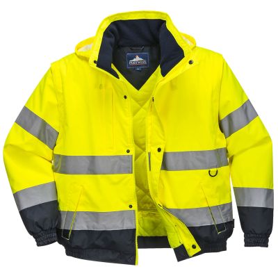 C468 Hi-Vis 2-in-1 Contrast Bomber Jacket  Yellow L Regular