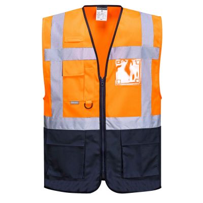 C476 Warsaw Hi-Vis Contrast Executive Vest  Orange/Navy L Regular