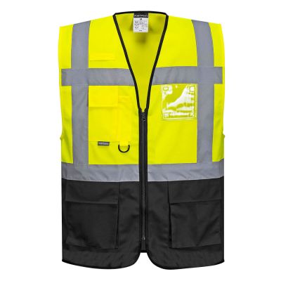 C476 Warsaw Hi-Vis Contrast Executive Vest  Yellow/Black S Regular