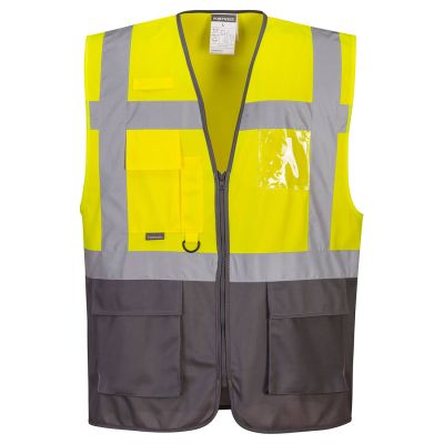 C476 Warsaw Hi-Vis Contrast Executive Vest  Yellow/Grey M Regular