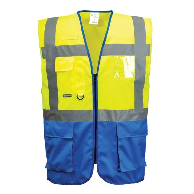 C476 Warsaw Hi-Vis Contrast Executive Vest  Yellow/Royal L Regular