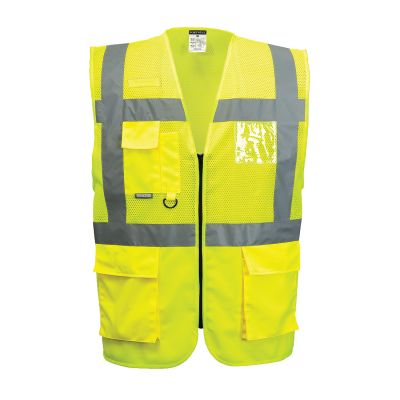 C496 Madrid Hi-Vis Half Mesh Executive Vest  Yellow 4XL Regular