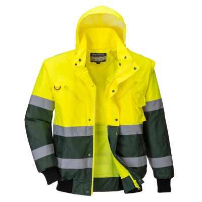 C565 Hi-Vis 3-in-1 X Back Contrast Bomber Jacket  Yellow/Green L Regular