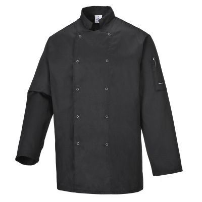 C833 Suffolk Chefs Jacket L/S Black L Regular