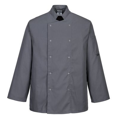 C833 Suffolk Chefs Jacket L/S Slate Grey L Regular