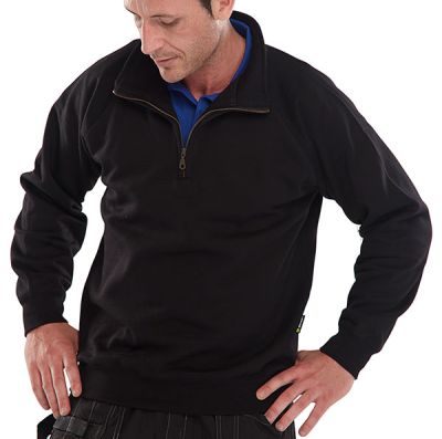 QUARTER ZIP PC S/SHIRT BLK XL