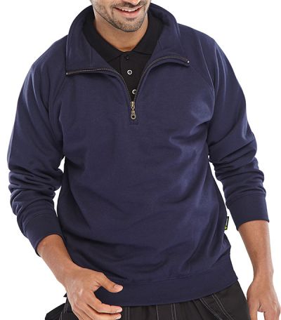 QUARTER ZIP PC S/SHIRT NVY 5XL