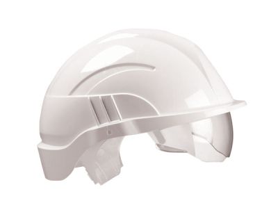 VISION PLUS SAFETY HELMET WHITE C/W INTEGRATED VISOR