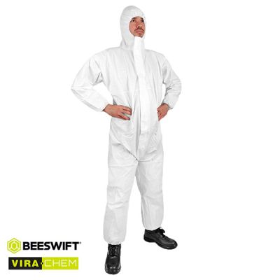LAMINATED TYPE 5/6 DISPOSABLE COVERALL WHITE MEDIUM
