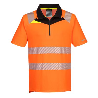 DX412 DX4 Hi-Vis Zip Polo Shirt S/S Orange/Black L Regular