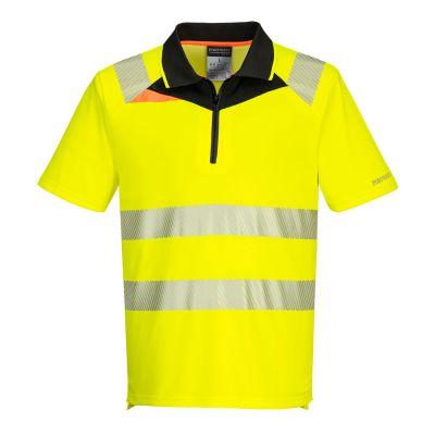 DX412 DX4 Hi-Vis Zip Polo Shirt S/S Yellow/Black S Regular