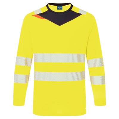 DX416 DX4 Hi-Vis T-Shirt L/S Yellow/Black L Regular