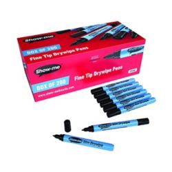 SHOW-ME DRYWIPE PEN FINE BLK PK200