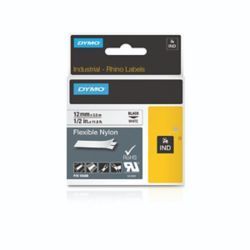 DYMO RHINO NYLON TAPE 12MM BLK/WHT