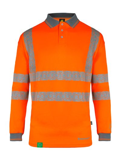 ENVIROWEAR RECYCLABLE HI-VIS LONG SLEEVE POLO SHIRT OR 3XL