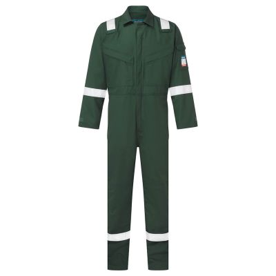 FR28 Flame Resistant Light Weight Anti-Static Coverall 280g Green M Regular