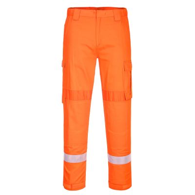 FR401 Bizflame Work Lightweight Stretch Panelled Trousers Orange L Regular