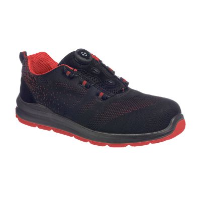 FT08 Portwest Compositelite Wire Lace Safety Trainer Knit S1P Black/Red 37 Regular