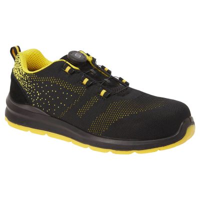 FT08 Portwest Compositelite Wire Lace Safety Trainer Knit S1P Black/Yellow 37 Regular