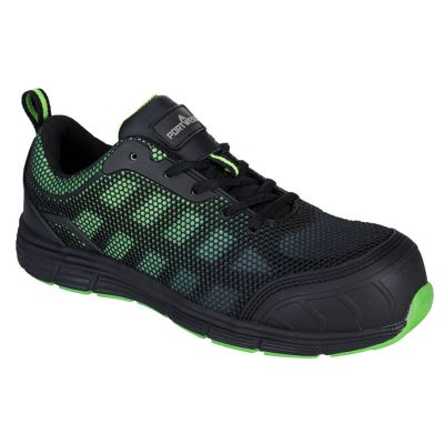 FT35 Portwest Compositelite Ogwen Low Cut Trainer S1P Black/Green 36 Regular