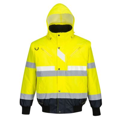 G465 Glowtex Hi-Vis 3-in-1 Contrast Bomber Jacket  Yellow/Navy 4XL Regular