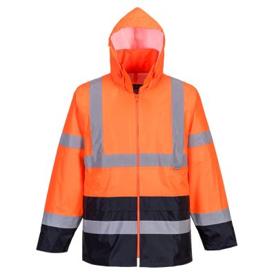 H443 Hi-Vis Contrast Classic Rain Jacket  Orange/Navy L Regular