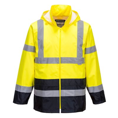 H443 Hi-Vis Contrast Classic Rain Jacket  Yellow/Navy L Regular