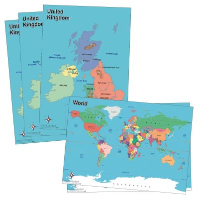 WORLD AND UK DESKMAPS PACK OF 30